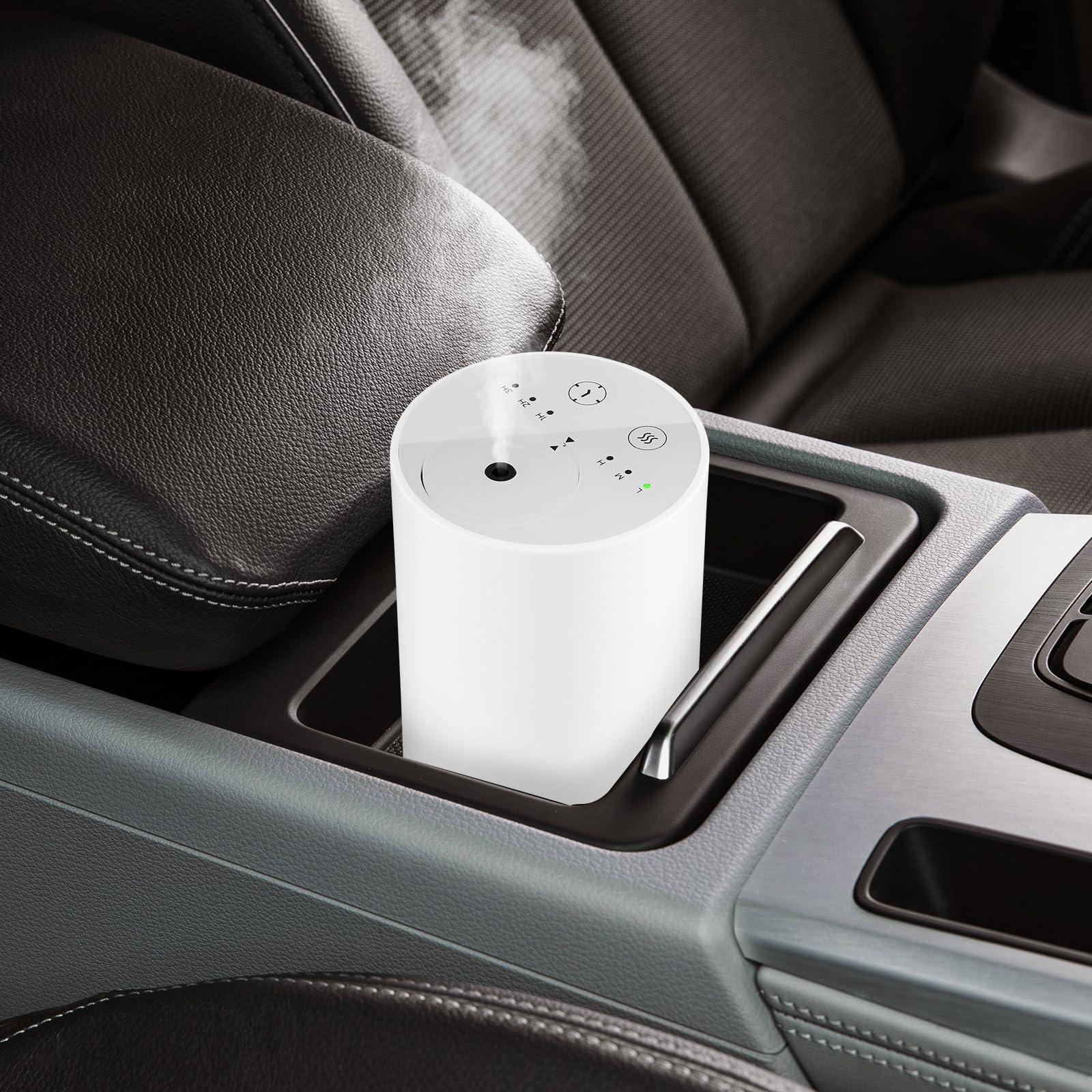 Strixorn Waterless Diffuser for Essential Oil, Scent Air Machine Aromatherapy Atomizing Diffuser, 1/2/3H/Continous Mode, 3 Mist Levels, Portable Aromatherapy Mini Diffuser for Car Bedroom Office(White)