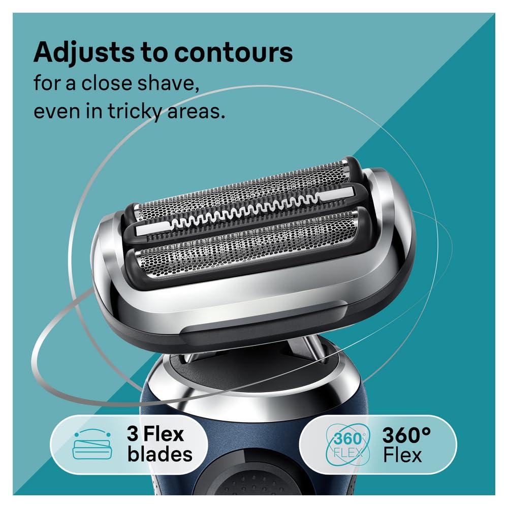 Braun Braun Series 7 71-B1200s Electric Shaver for Men with EasyClick Precision Trimmer Attachment, 360 Flex, Wet & Dry, Rechargeable, Cordless Foil Razor, Blue