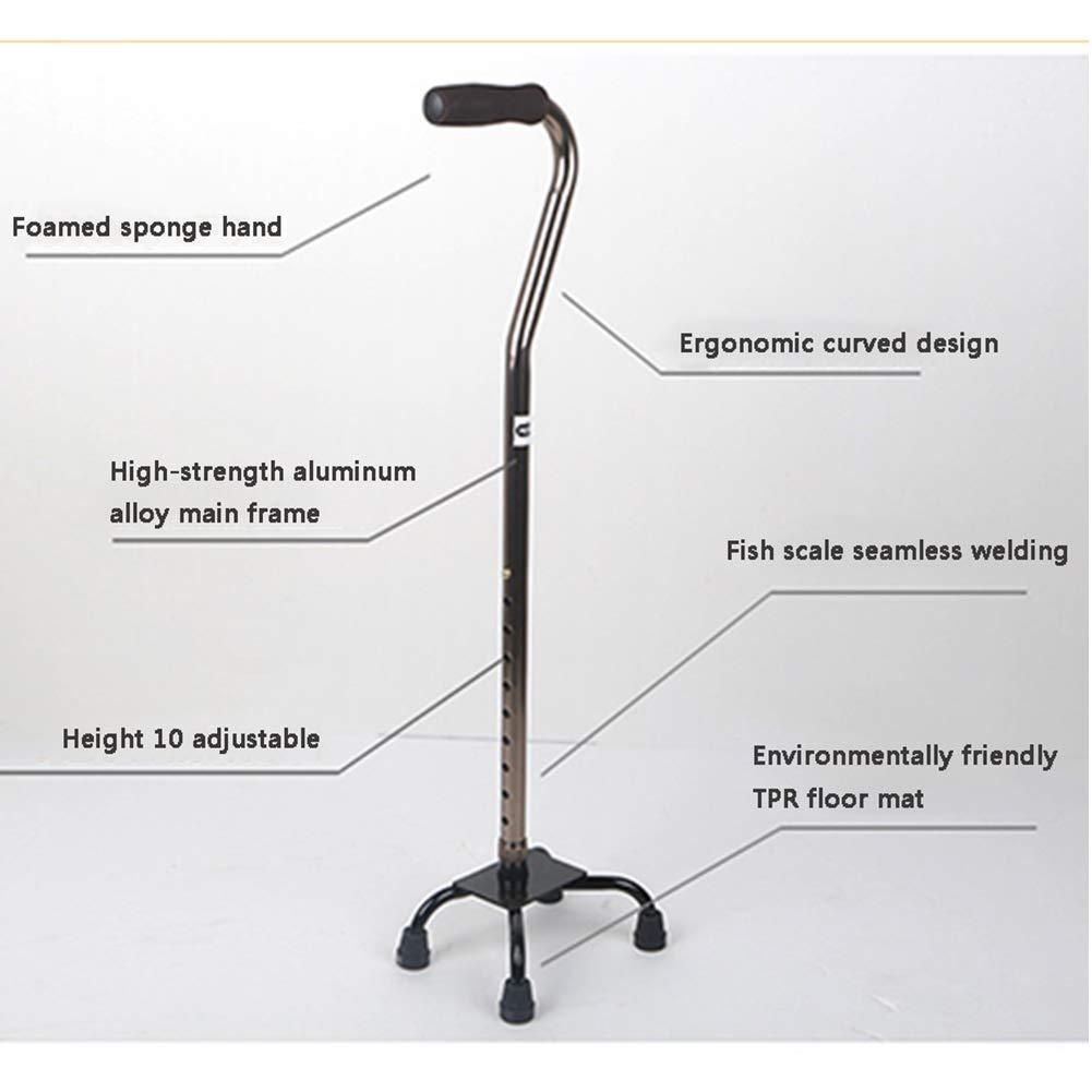 THIHIXEC Folding tor,Quad Cane, Elderly Four Legged Cane Disabled Four Corner Cane Telescopic Aluminum Alloy Anti Skid,B,B Practical