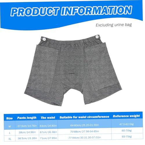 Lamppdcor Nephrostomy Bag Clothing,Catheter Underwear for Men with Elastics Cotton Catheter Pants with 2 Pocket & Fixer Striped Concealed Nephrostomy Bag Clothing,No Urine Bag, M