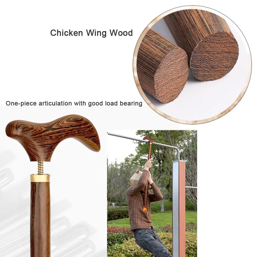 SKINCATE SKINCATE Solid Wood Walking Cane 31 Inch 33 Inch 35 Inch Single Crutch Handmade, Ergonomic Grip W/Wrist Strap Walking Sticks For Seniors, Men & Women(Color:A,Size:80cm)