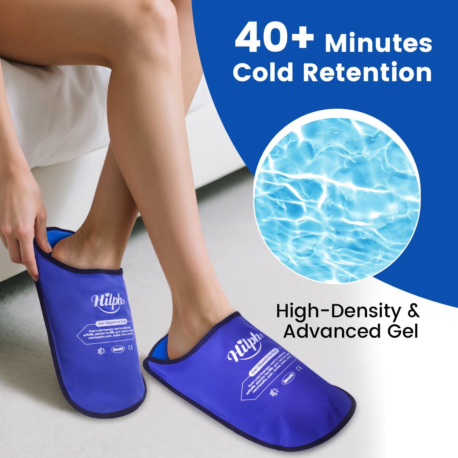 Hilph Hilph Foot Ice Pack Slippers for Plantar Fasciitis 2 Pack, Ice Pack for Feet Hot Cold Compression Therapy Gel Cooling Slippers for Foot Neuropathy, Diabetic Foot, Swollen Feet, Gout - Covering Toe
