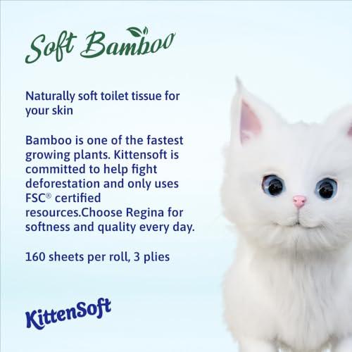 Regina Regina KittenSoft Soft Bamboo - 45 Rolls of Toilet Tissue 3 Ply, 160 Sheets, Naturally Soft For Your Skin, Toilet Tissue made with Bamboo Fibres, 30% PCR Plastic Packaging, FSC Certificated