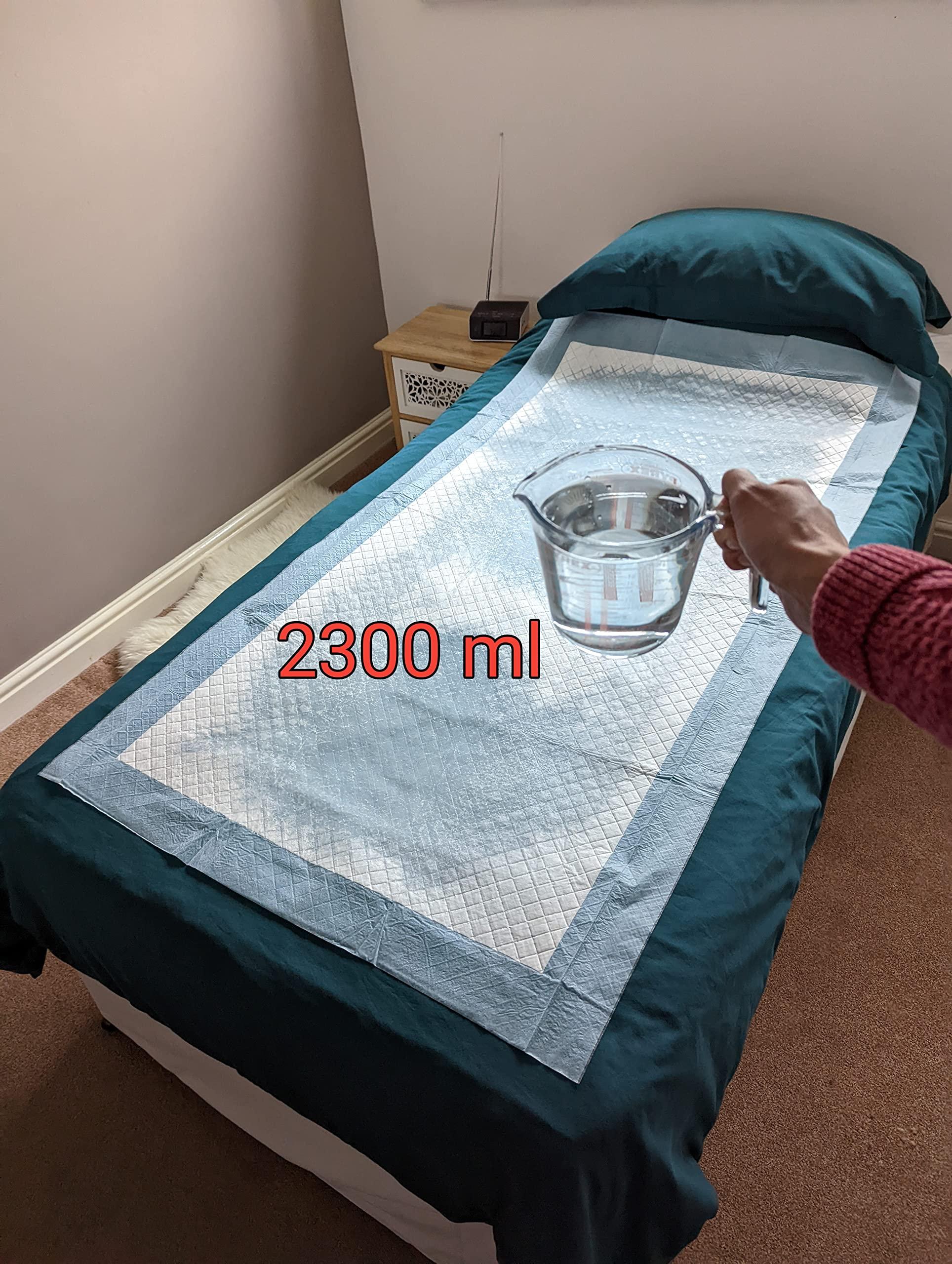 Speedwellstar 150 x 80 cm Extra Large 2300 ml Disposable Incontinence Bed Pads Pack of 20 Super Absorbent Protector Full Size Bed Wee 2300 ml