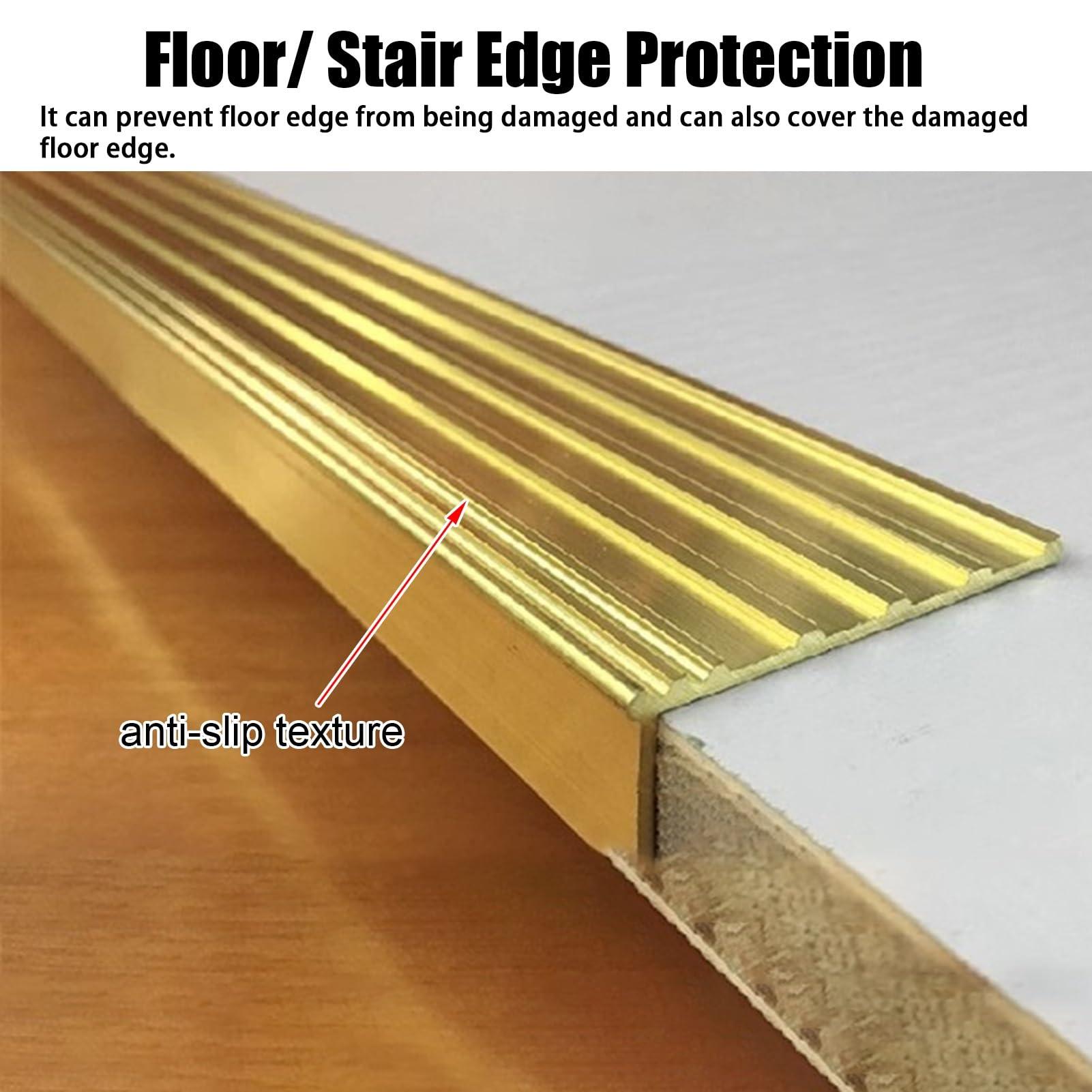 CMYUN CMYUN Threshold Strip Anti-slip Stairs Nosing Strips Brass, 3/4/5 Cm Extra-wide Stair Edging Treads, Step Edge Trim Protector Decor Guards for Marble Tile Hardwood Floors(30x20mm(1.2x0.8 in))