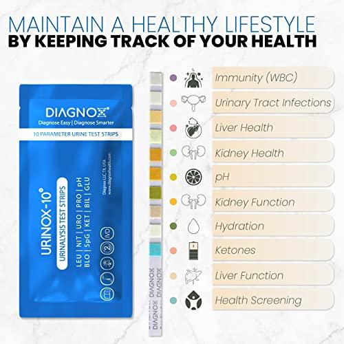 NEBUNOX 10 Parameter Urine Test Strips - Individually Packed & Clinical Grade Urine Dip Test Strips - Urine Infection Test Strips for Men & Women - at Home Urinalysis Sticks with Free Mobile App