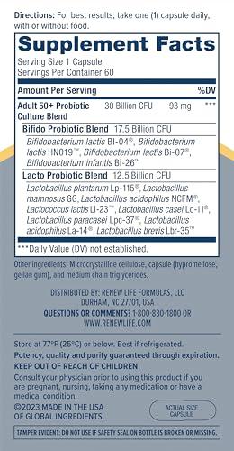 Renew Life Ultimate Flora Senior Formula 30 Billion 60 VegiCaps