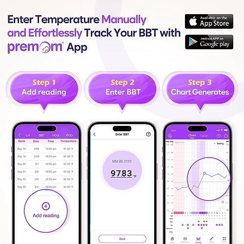 Easy@Home Ovulation Tracker Digital Basal Thermometer: Easy@Home BBT Thermometer for Fertility Prediction - Basal Body Thermometer for Accurate Temperature Monitoring with Premom App Purple DMT-3018