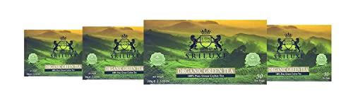 SRILUXE 100% Pure Organic Loose Leaf Green Tea | Green Tea Leaves | Natural Tea High in Antioxidan | (Organic Green Teabags, Multi Pack of 4 x 50 Teabags)