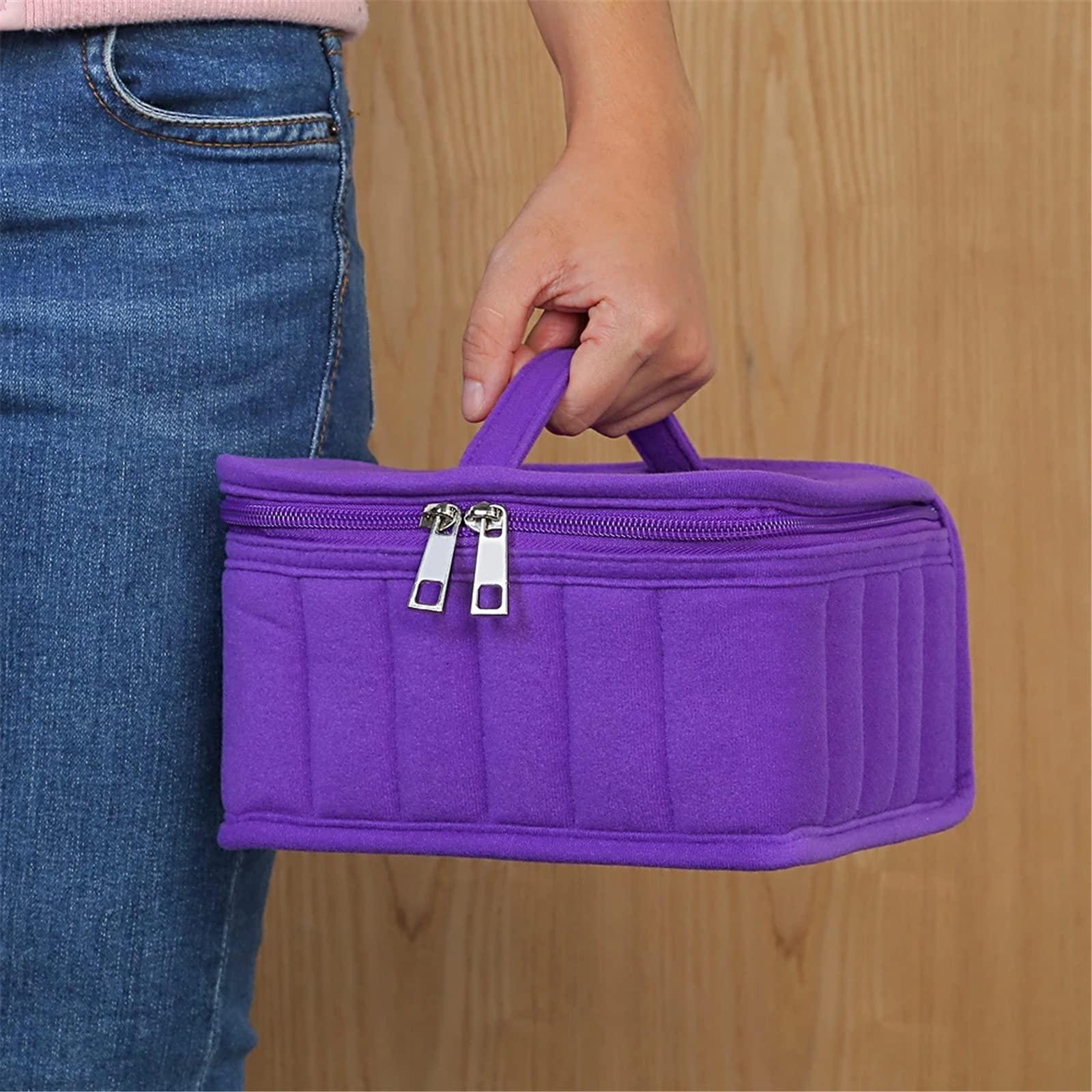 ChengBeautiful ChengBeautiful Essential Oil Storage Box Portable 30 Bottles Of 15ml Essential Oil Storage Bag Essential Oil Storage Box Cotton Storage Bag (Color : Purple, Size : 20x11x17.5 cm)
