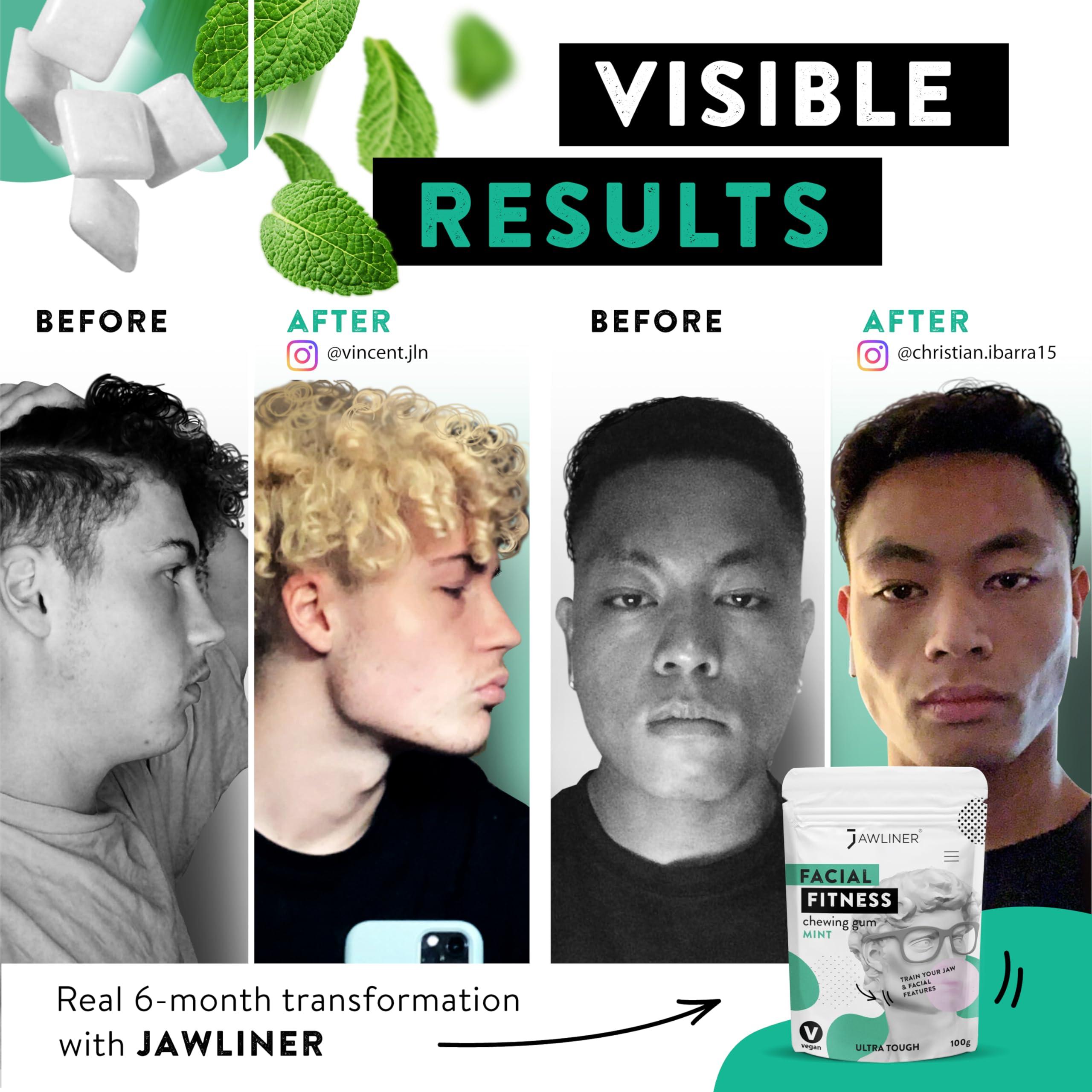 Jawliner Bretts JAWLINER Jawline Chewing Gum - Fitness Hard Chewing Gum (2 months pack) - 15X Harder than Regular Gum Jawline Sugar Free Mint Gum - Jawline Gum For Mewing And Shapen The Jaw (Mint)