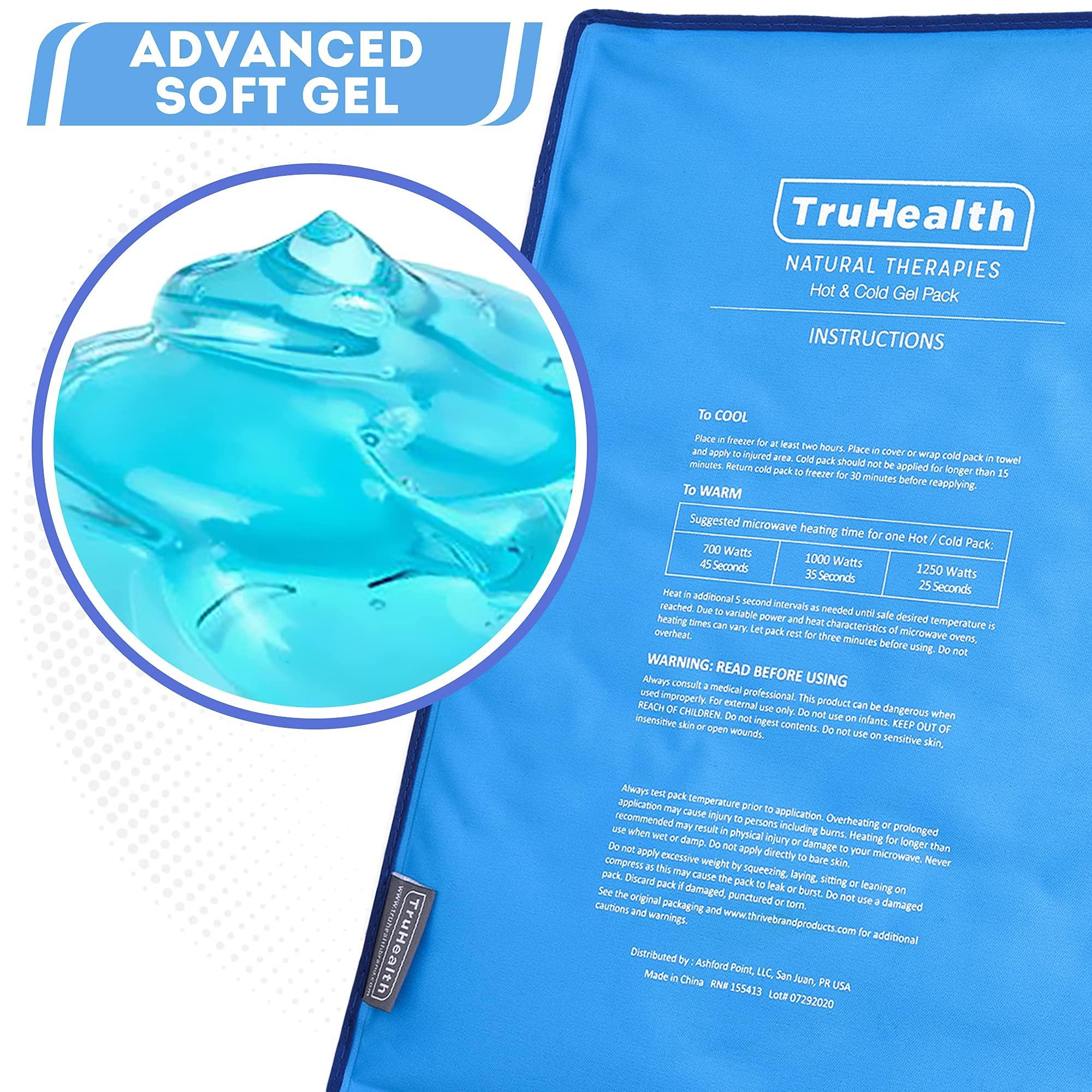 TruHealth Extra Large Ice Packs for Injuries Reusable Gel | 2-Pack | Flexible Gel Cold Pack Pads & Therapy Compress | Ice Pack for Injuries | Freezable & Microwavable Large Ice Packs for Back, Neck, Shoulders-Extra Large-2 Count (Pack of 1)