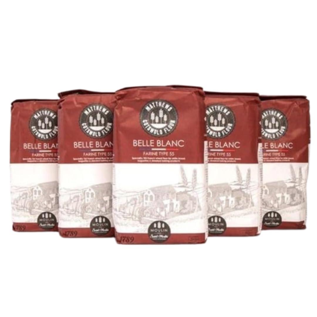 Generic Matthews Cotswold Belle Blanc French T55 Flour 5X1.5Kg | 100% French wheat for an authentic product | Premium Flour