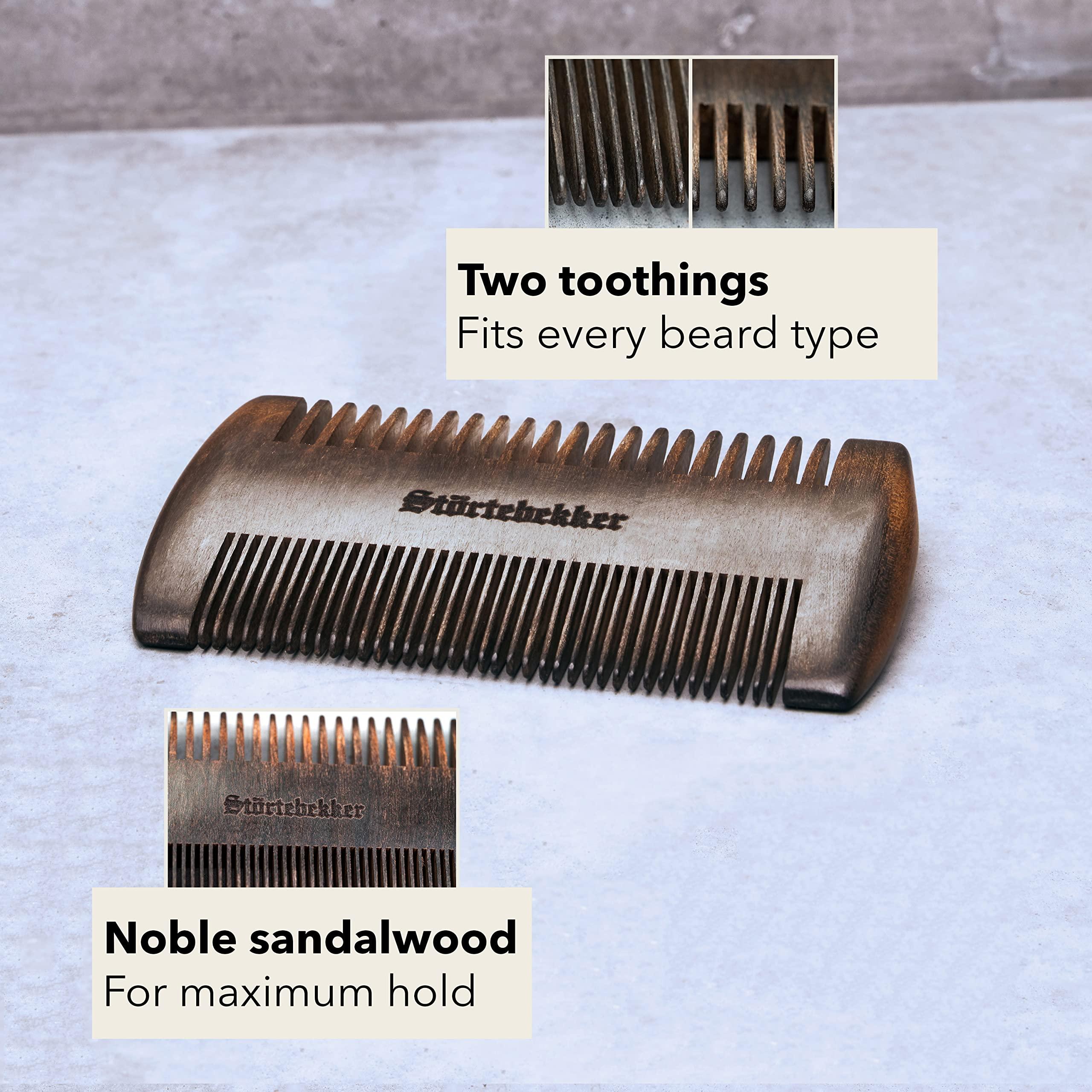Strtebekker Shaving Accessories Strtebekker Premium Wooden Beard Comb with Handmade Leather Case Brings Any Beard in Shape thanks to Teeth on Both Sides
