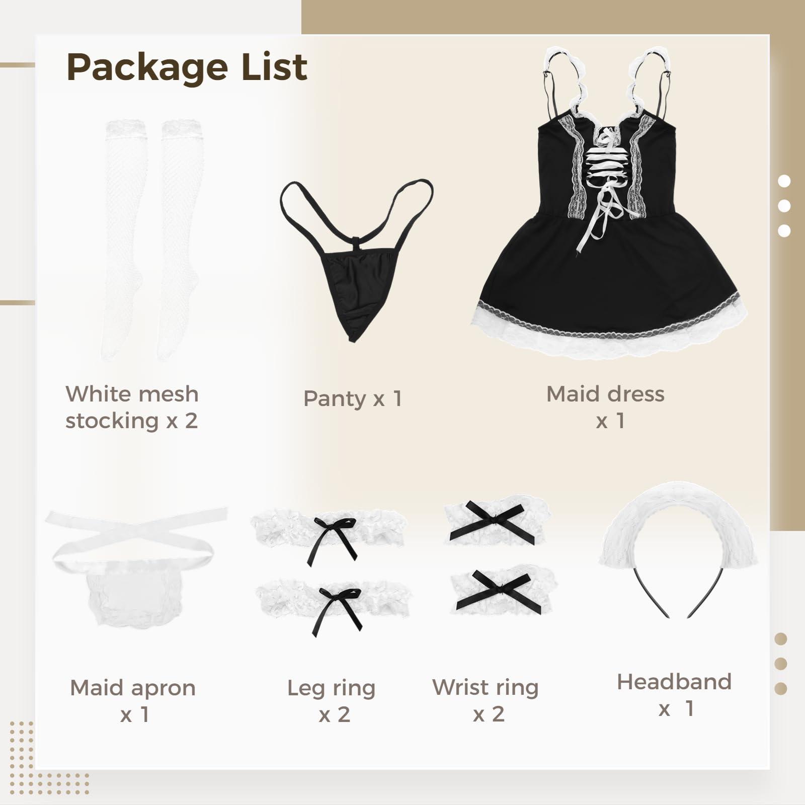 COYLINK COYLINK Sex French Maid Outfit Maid Costume Femboy Lingerie Set Sexy Anime Cosplay Outfits for Women, A, 3XL