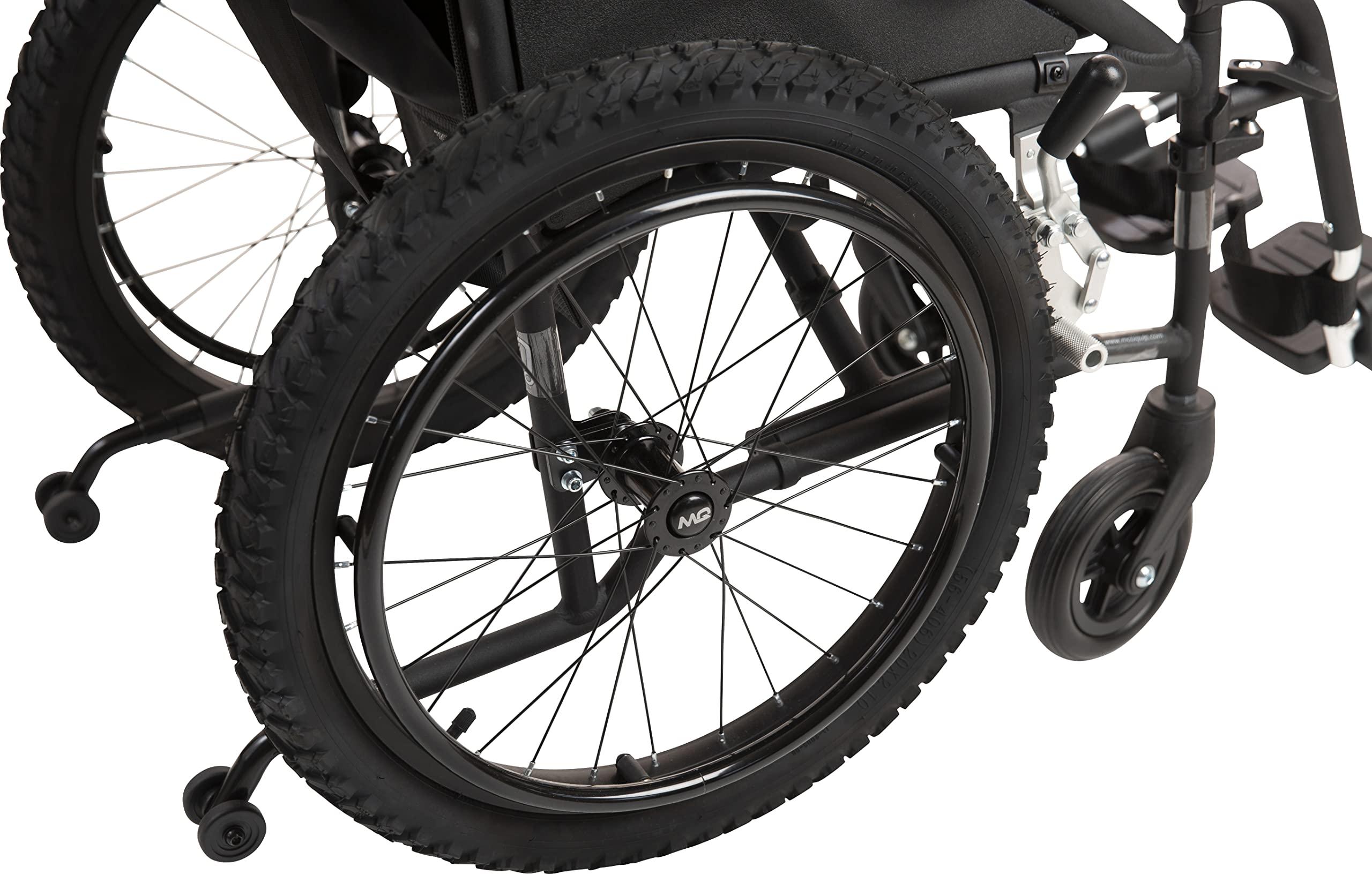 MobiQuip MobiQuip All Terrain Mini Childrens Wheelchair for Kids, Small Adults, Lightweight, Folding, Manual Self Propelled Aluminium Wheelchair, Quick Release Wheels, 14'' Seat. Black Frame