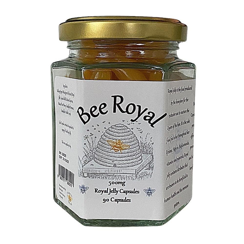Bee Royal Bee Royal - 500mg Fresh Royal Jelly Capsules - 90 capsules of 100% fresh Queen's Jelly NOT freeze dried extract - supports immune system, fertility, energy management, reduces tiredness & fatigue