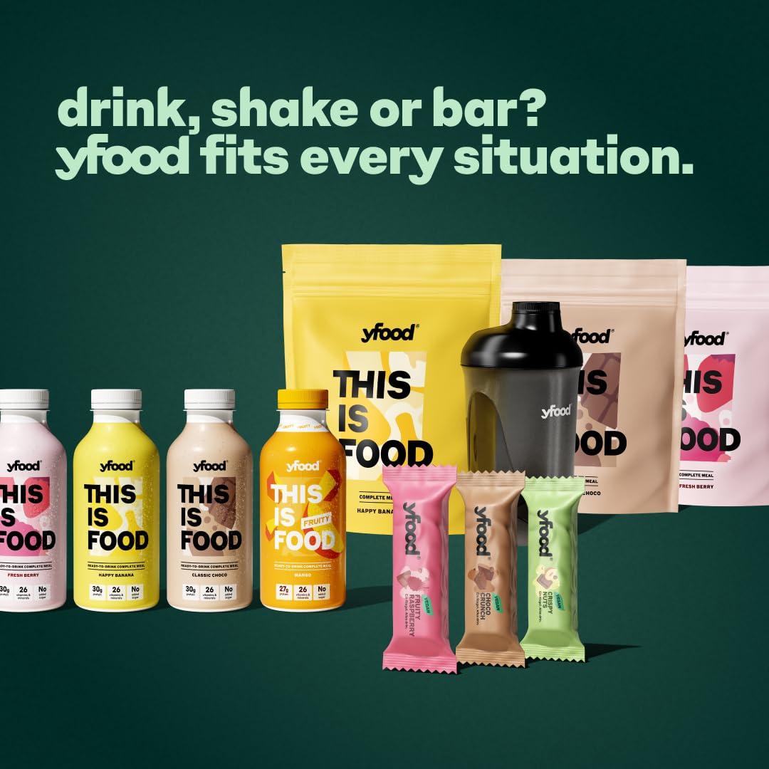 YFood yfood Taster Pack, tasty meal replacement, THIS IS FOOD drink, 34g protein, 26 vitamins and minerals, 5 flavour Taster Pack (5 x 500ml)