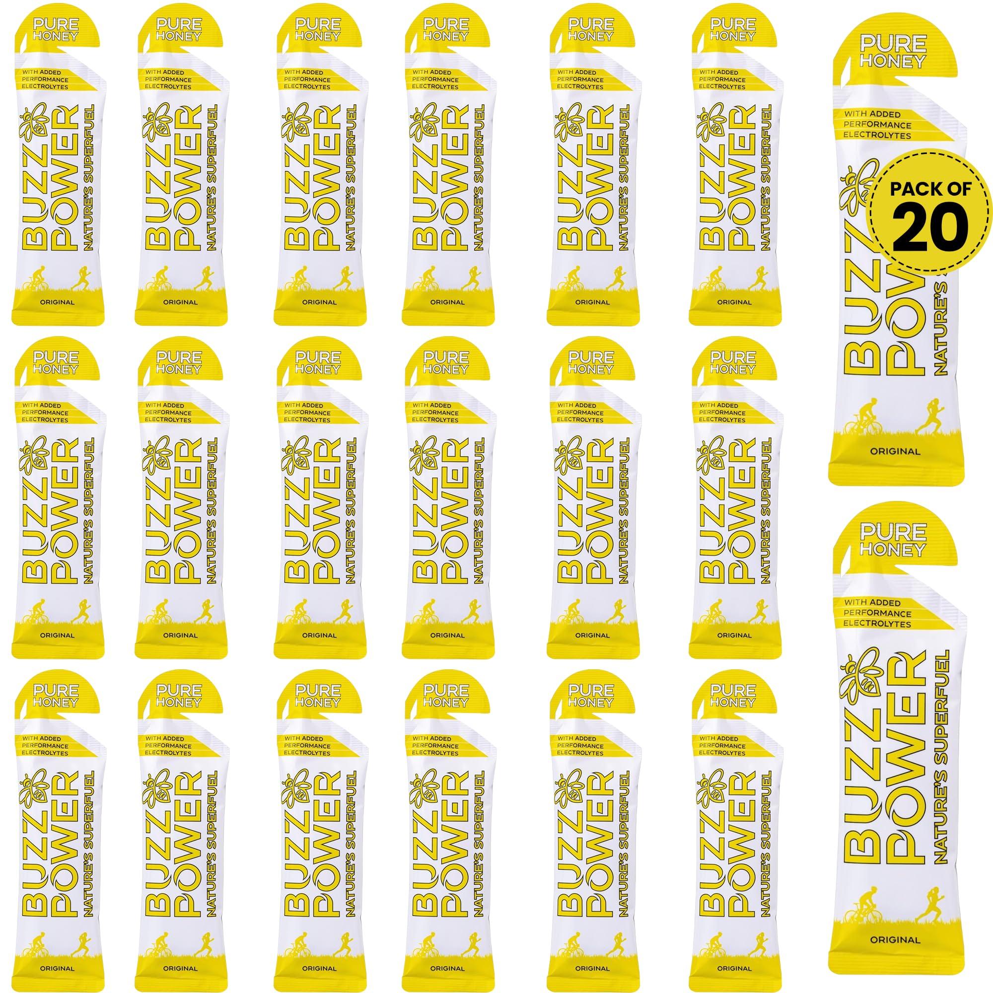 Buzz Power Buzz Power Natural Energy Gels | 25 g Glucose & Fructose Carbohydrate from Pure Organic Honey with Sports Electrolytes | Best for Exercise, Performance Endurance Sports & Outdoor Activities (20)