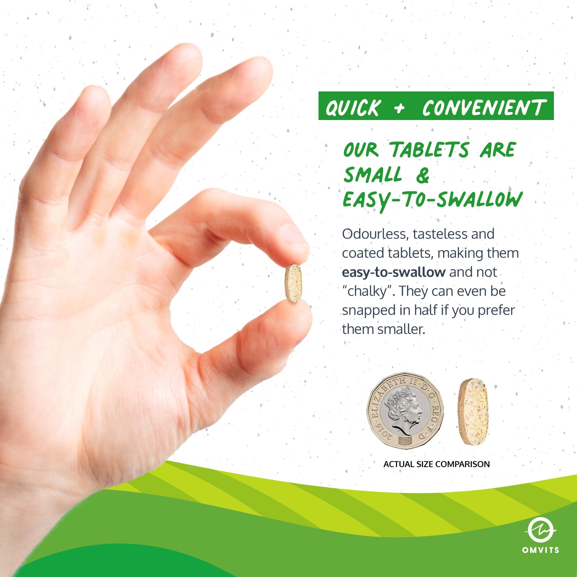 Omvits Vegan Multivitamins & Minerals - with High Strength Vitamin B12, D3, K2 & Iron - 180 Tablets in Low Waste Packaging - 6 Month Supply - Advanced Supplement for Men & Women - Palm Oil & GMO Free