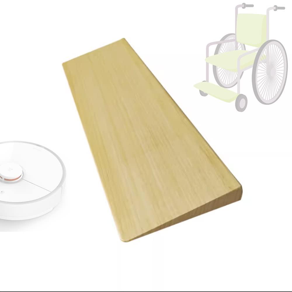 FreshCart Basics Wooden Wheelchair Ramp for Doorways, Non-Slip Solid Wood Threshold Ramp - for Indoor Bathroom Steps, Low Profile Mobility Ramps