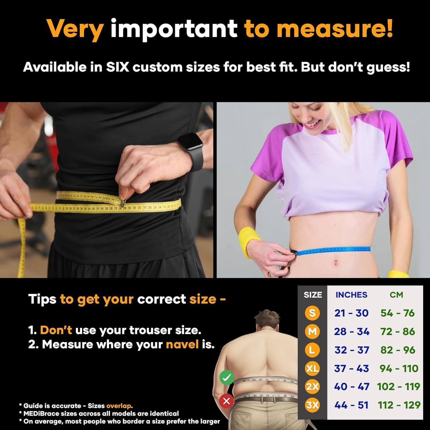 MEDiBrace MEDiBrace Plus Back Support Belt Back Brace with Ergonomic Lumbar Pad - Lower Back Pain Relief for Men and Women - Medical Grade Orthopaedic Waist Compression for Sciatica or Bad Posture (Large)