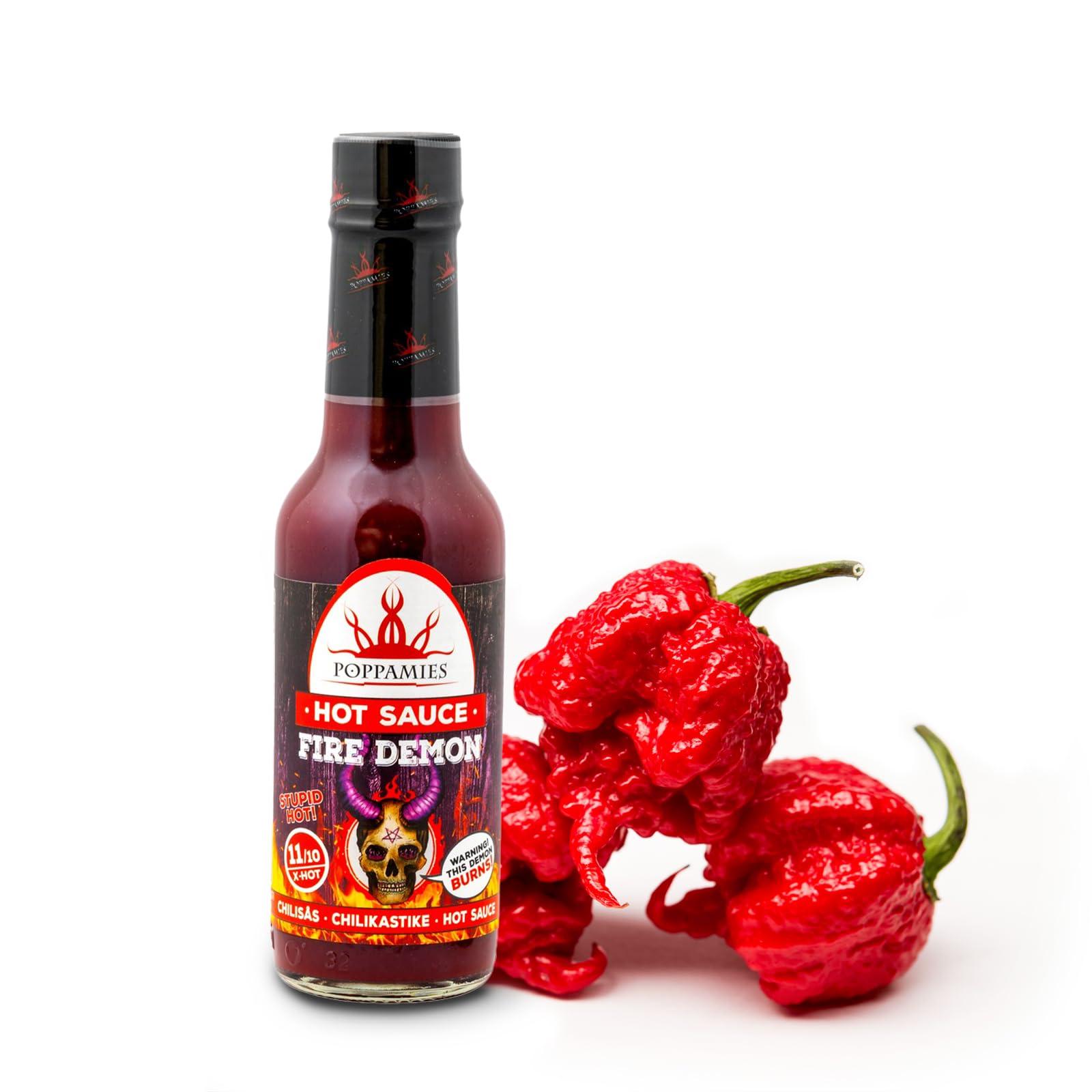 POPPAMIES Poppamies Fire Demon Chili Sauce - Gluten-free, Lactose free, Vegan - Spiciness: 11/10 150ml