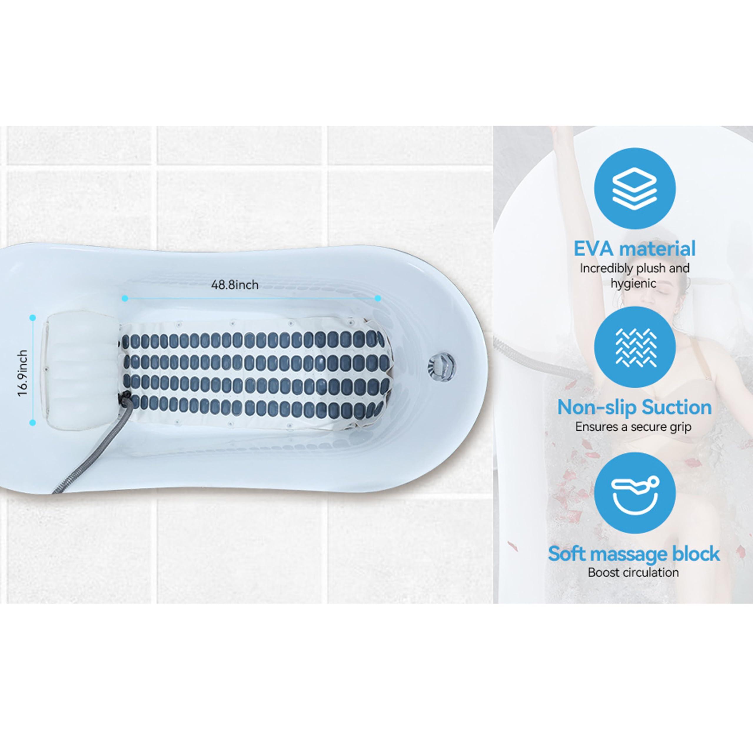 GplHAIN Bath Spa Massage Mat W/Inflatable Pillow & Remote, Full Body Massage Spa Machine - Body Bubble Bath Machine, Home Large Size Mat(32.5 * 19.5 * 29cm)