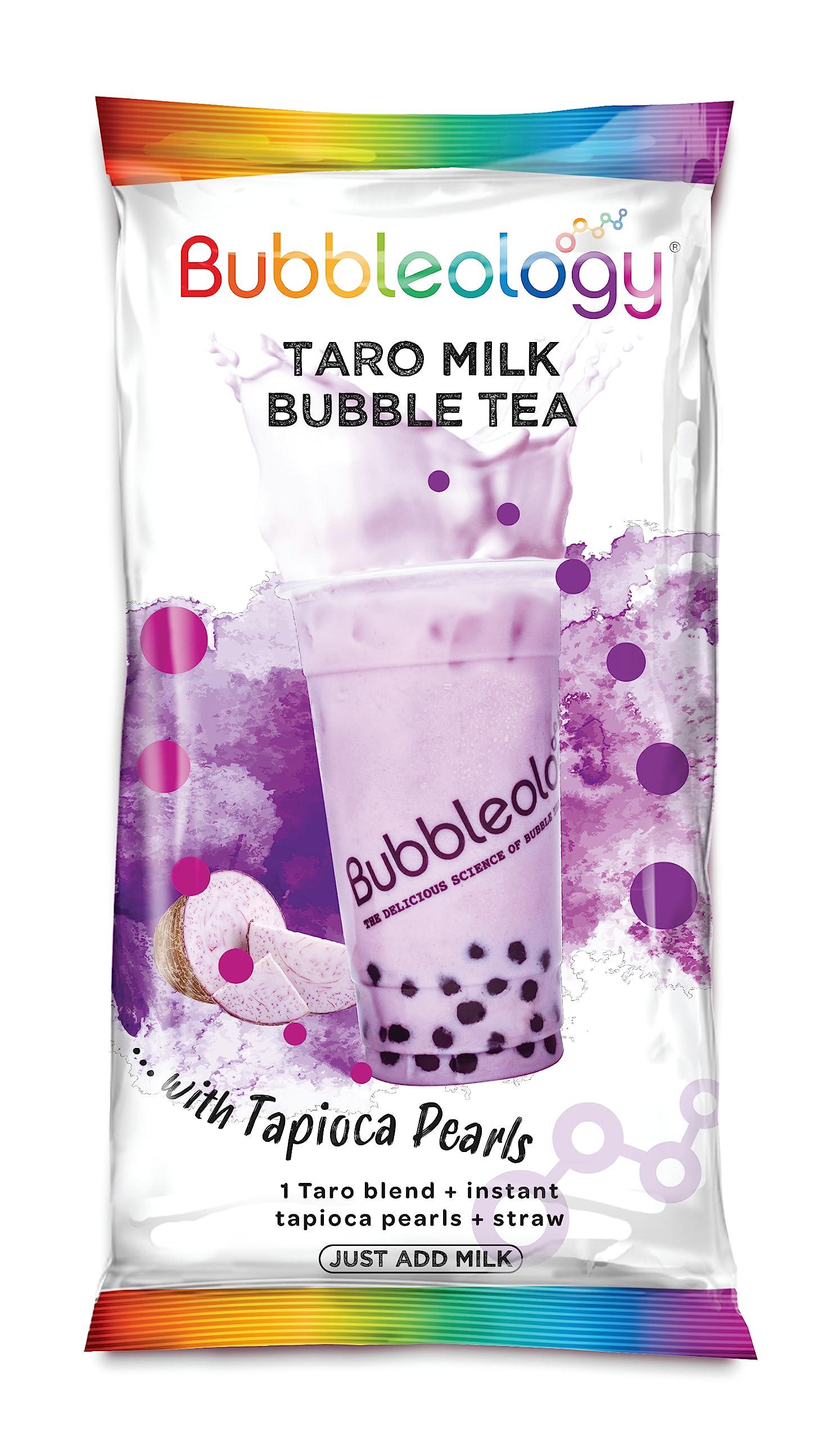 Bubbleology Bubbleology Taro Milk Bubble Tea Kit (Pack of 10) Boba Tea Kit with Tapioca Pearls | Makes 10 Bubble Teas | Each Kit Contains: 1x Taro Blend, 1x Tapioca Pearls, 1x Large Straw | Just Add Milk