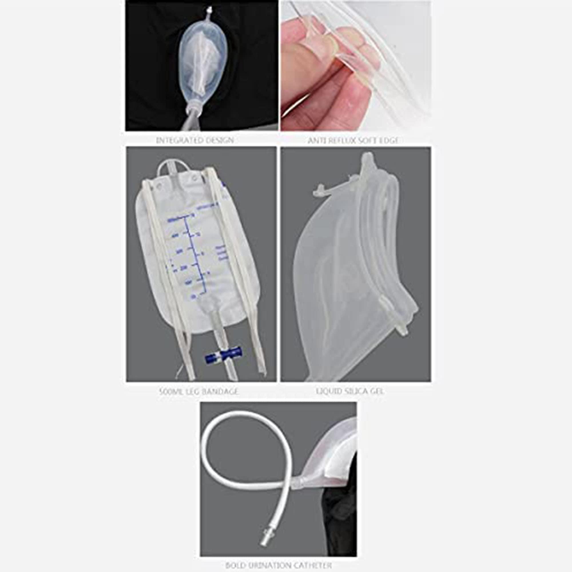 Zhihua Men's Wearable Urine Bag Incontinence Underwear, Leak-Proof Leg Urinary Tube Bracket to Prevent Embarrassment of The Elderly, for Incontinence Bladder Assist Device,Black,M