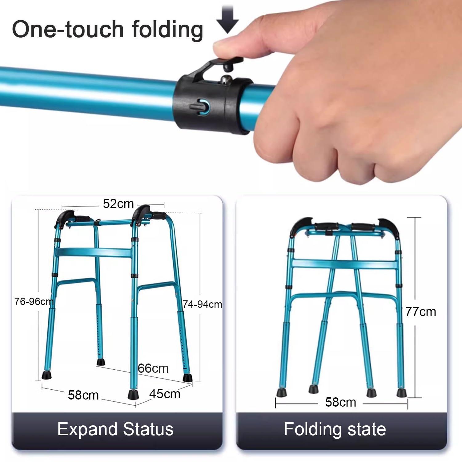 Wzmazingly Wzmazingly Stair Climbing Aid Walking Frame, Foldable Lightweight Aluminium Walker Mobility Aid for Seniors, Adjustable Height