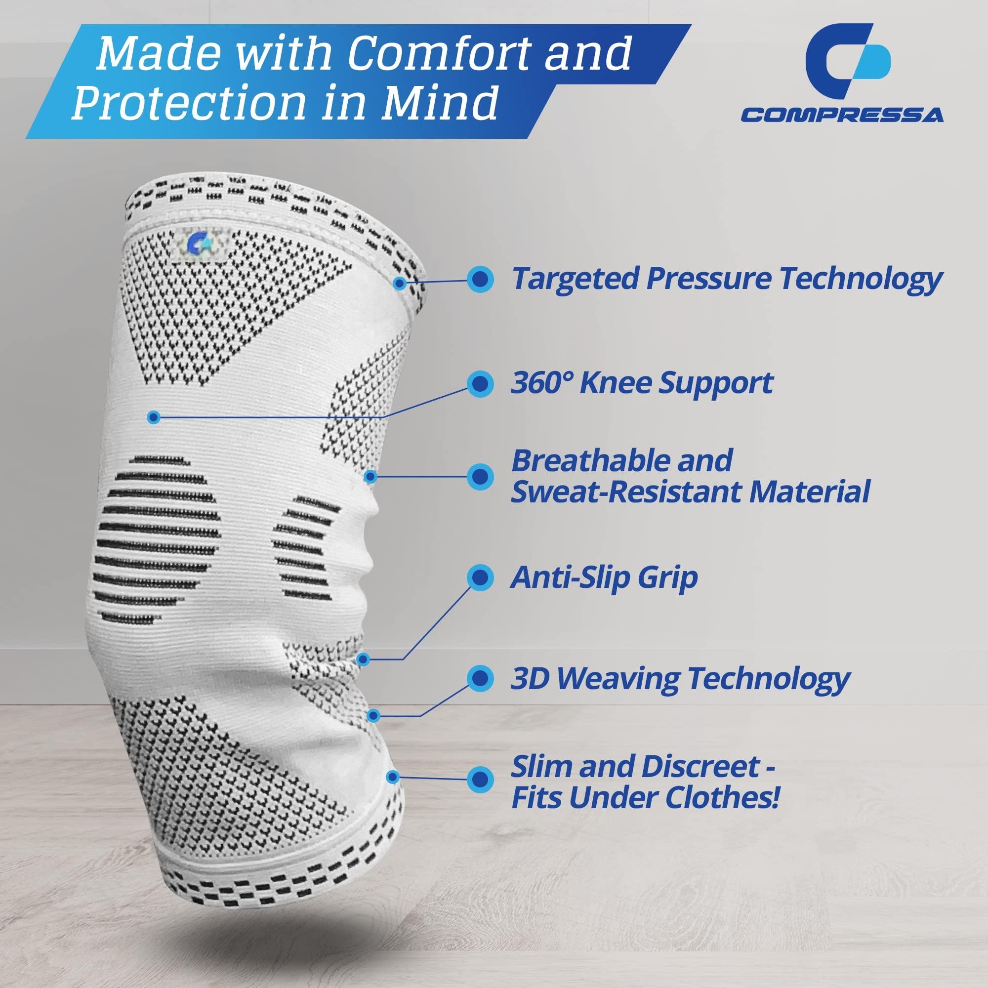 C Compressa Compressa Knee Sleeve for Women & Men (Regular) - Non-Slip Compression Support for Joint Pain, Muscle Recovery, Arthritis, and Injury Relief