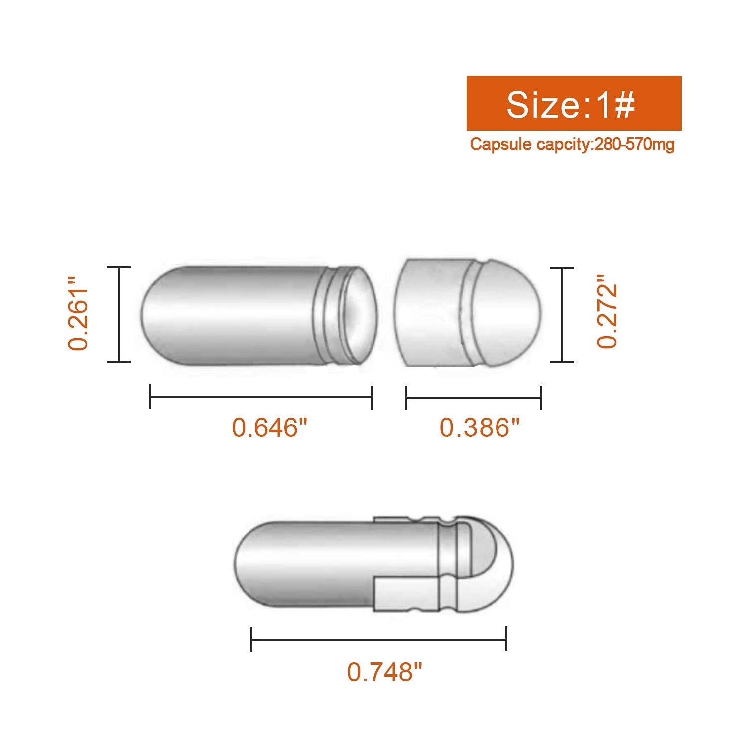 wananfu WANANFU Separated Empty Capsules Size 1 Vegetarian (200 Count), Compatible with Capsule Filling Machine Size 1
