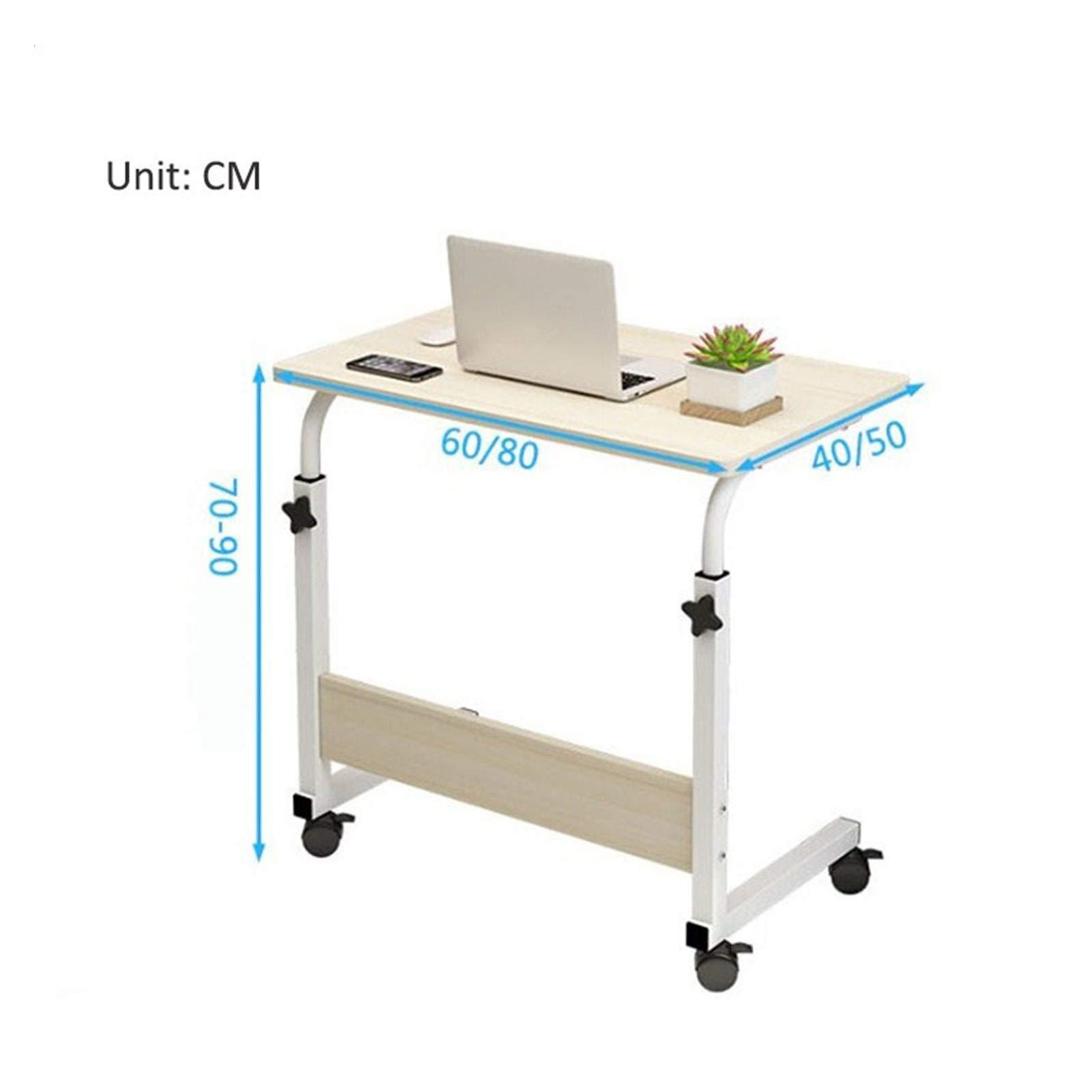 FreshCart Basics Adjustable Overbed Table Rolling Laptop Desk with Wheels Tilting Bedside Tray for Sofa Portable Rolling Laptop Stand for Bed