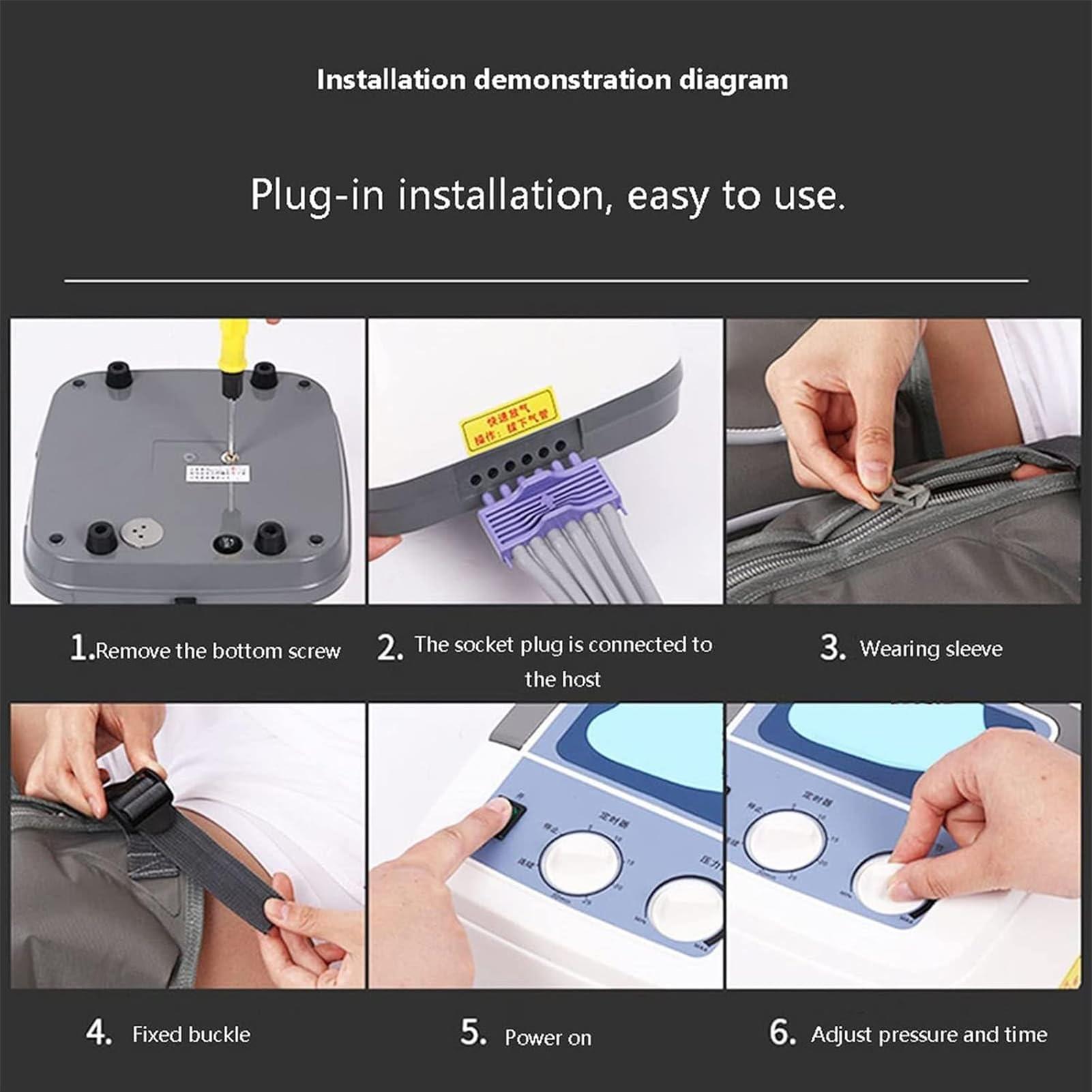 Dremdo Dremdo Air Compression Leg Foot Massager, Pneumatic Arm Waist Wrap Pressure Machine for Circulation Arm Leg Waist Wraps Foot Ankles Calf Massage Machine Pain Relax,Gray,I