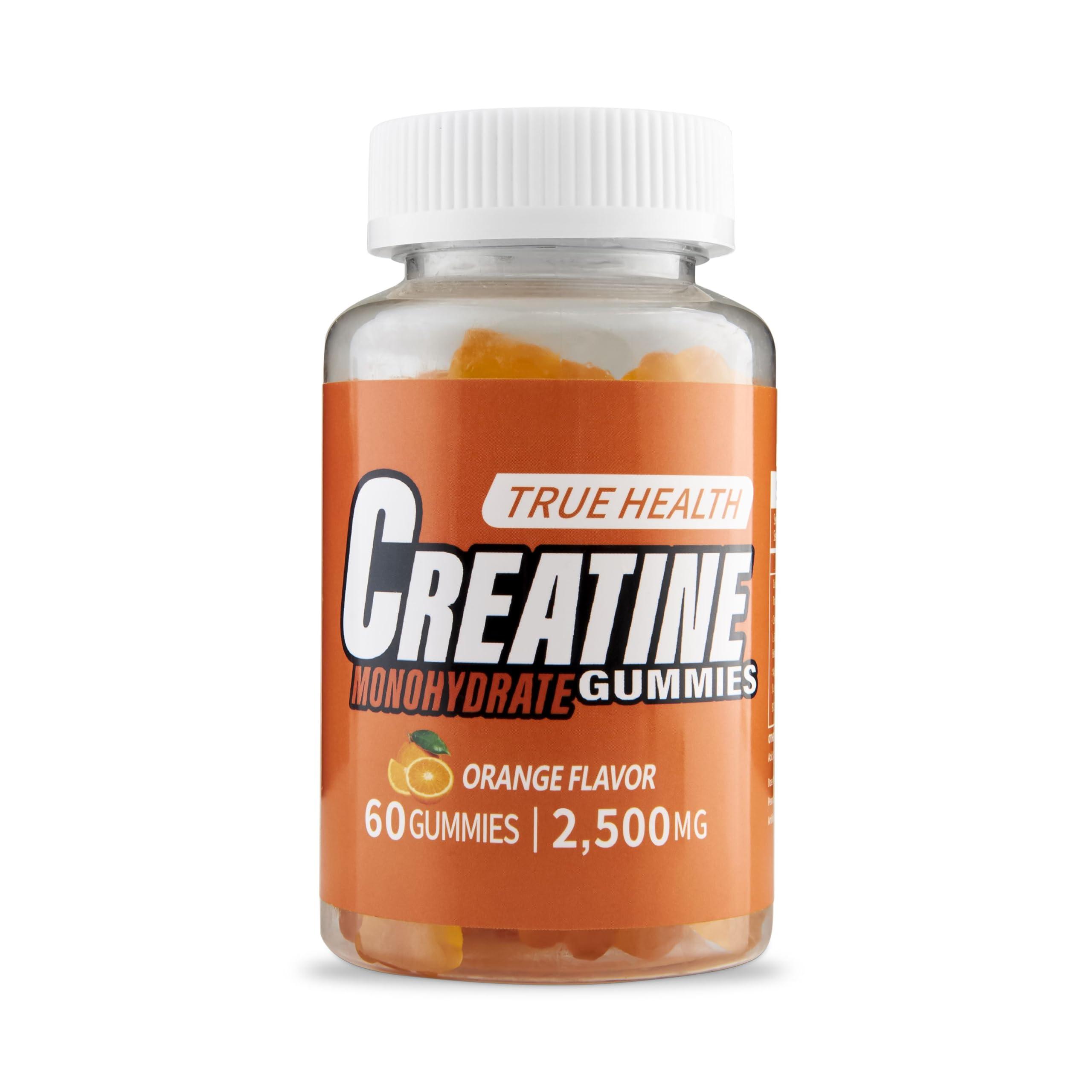 TRUE HEALTH True Health Creatine Monohydrate Gummies - Vegan Muscle Recovery Supplement, Orange Flavor, 60 Count - Easy & Tasty Post-Workout Boost
