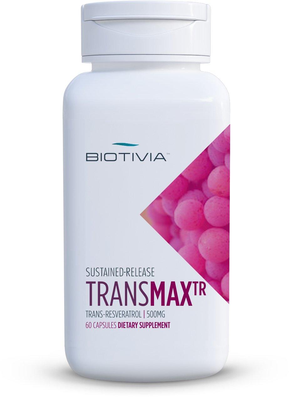 Biotivia Transmax Time Release. 500mg of Trans-resveratrol + Polydatin for More bio-Availability. High Potency. 100% Vegetarian. Premium Resveratrol Product. Physician's Choice. 60 Tablets