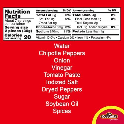 La Costena La Costena Chipotle Peppers In Adobo Sauce 7Oz Can - Pack Of 8