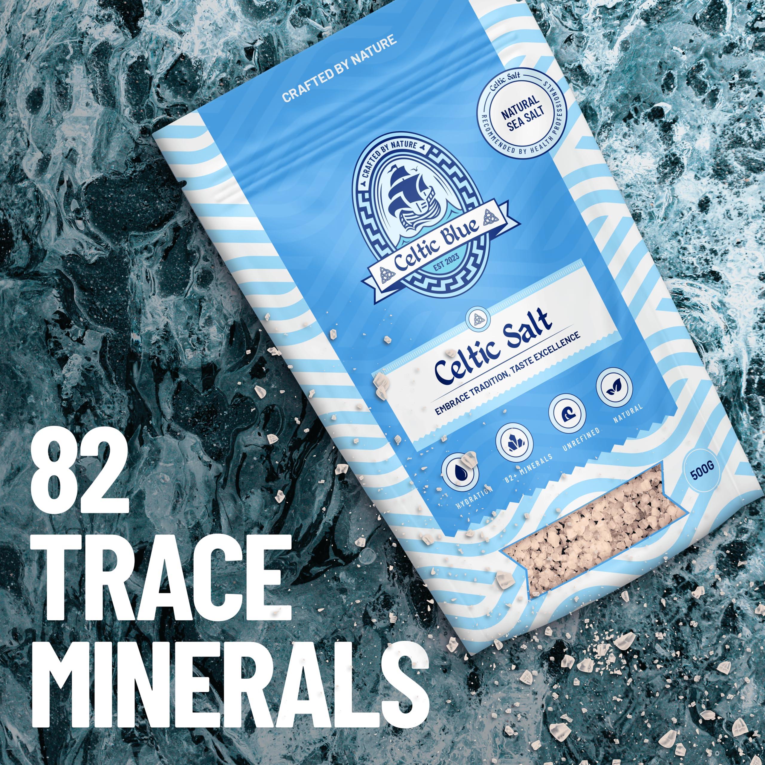 Celtic Blue Celtic Blue Celtic Sea Salt 500g | 100% Unrefined Coarse Celtic Sea Salt | 82+ Essential Minerals & Nutrients | Light Grey Celtic Salt | Traditionally Hand Harvested from Gurande, France