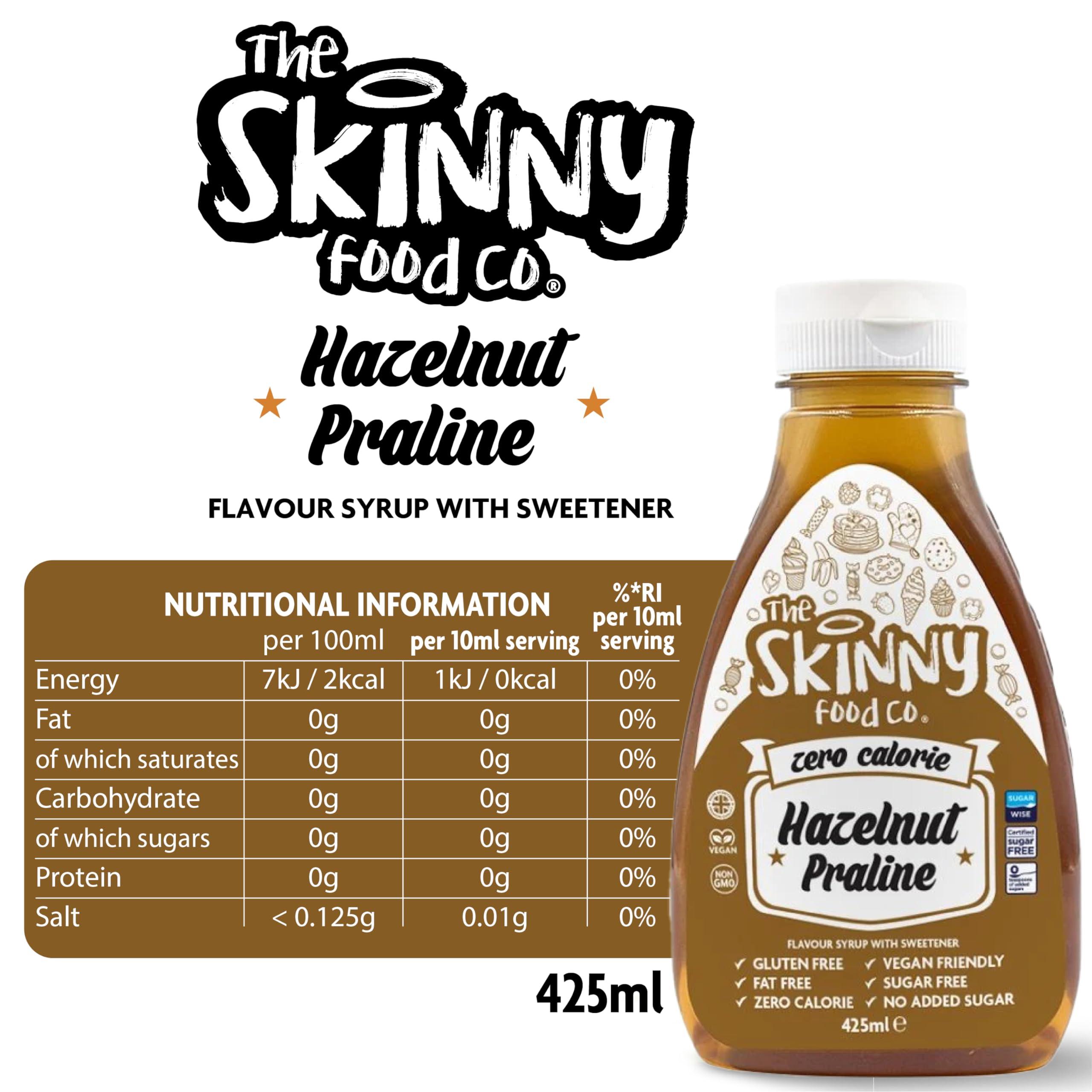The Skinny Food Co Skinny Food Co Hazelnut Praline Syrup Zero Calorie 425ml - Sugar Free Hazelnut Coffee Syrups For Tea, Hot Chocolate, Fruit, Baking, Protein Drinks - Vegan-Friendly, Gluten-Free & Fat-Free