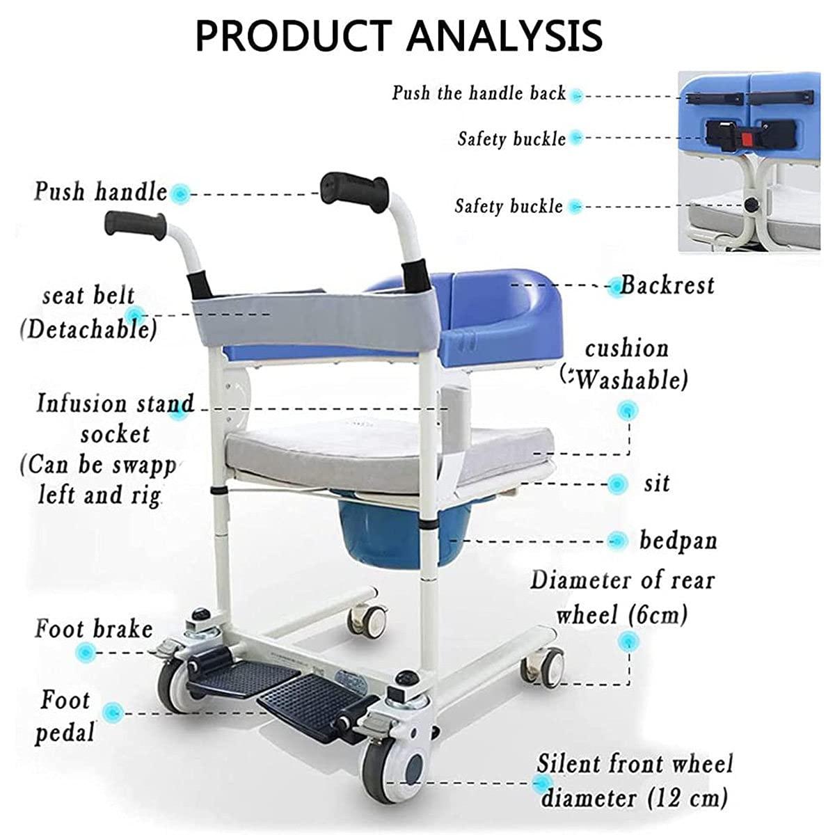 Taifuan Patient Lift and Transfer Chair, Bathroom Wheelchairs,Patient Transfer Chair,Seated Patient Lift,360 Degree Universal Wheel,Home Shifter for Nursing Paralyzed Elderly,Disabled People Manual Wheelchair