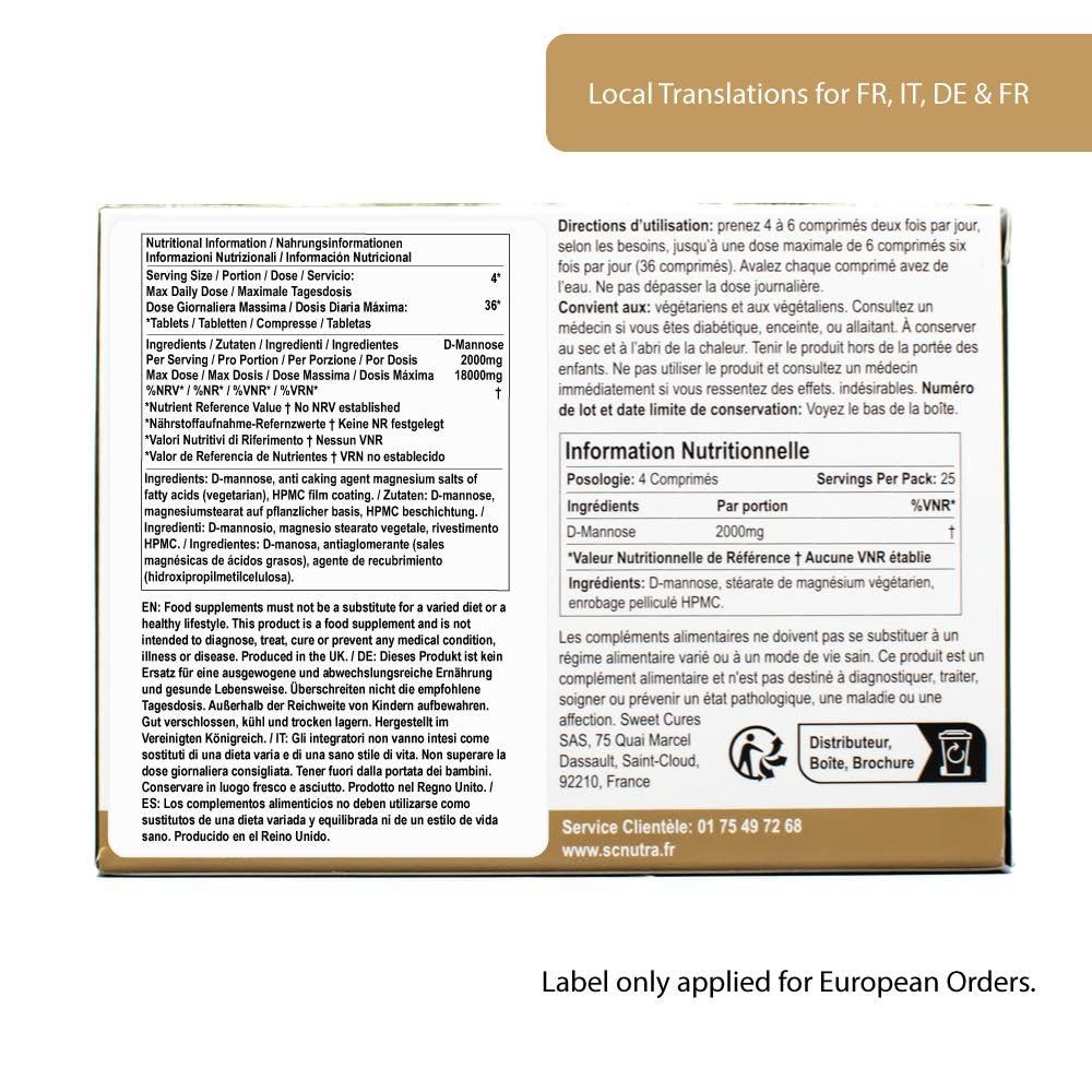 Sweet Cures Waterfall D-Mannose Tablets 1000mg - DMannose Naturally Sourced from Birch - Suitable for Vegetarians & Vegans - SC Nutra (Sweet Cures)