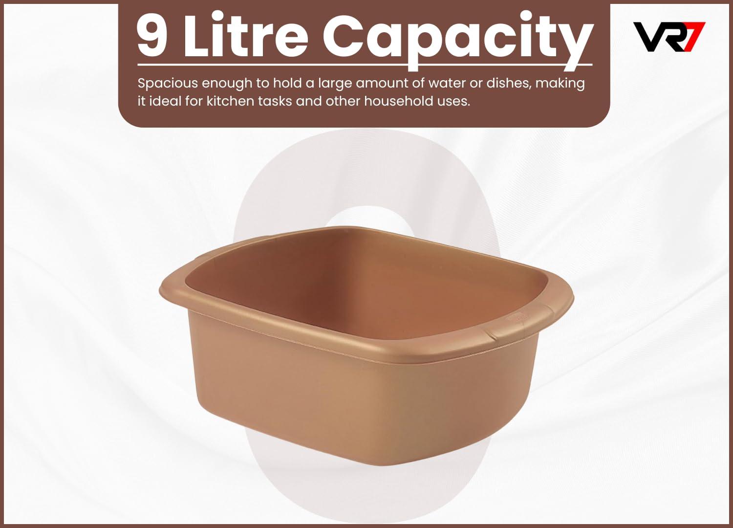VR7 VR7 Plastic Washing Up Bowl Rectangular Rose Gold Washing Bowl for Sink Kitchen Basin Mixing Dish
