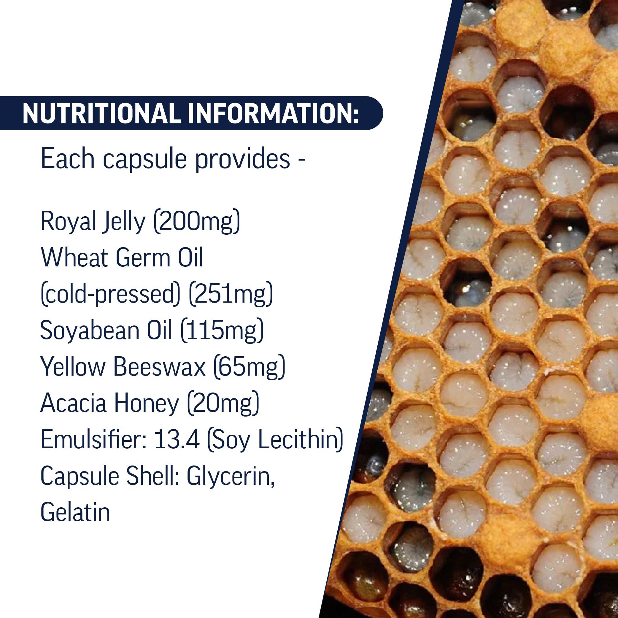 Regina Royal Regina Premium Fresh Royal Jelly: 30 Softgel Capsules with 200mg Organic Royal Jelly (Australian Source) & Acacia Honey, Minimum 6% 10-HDA. Supports Immunity, Energy, Cellular Health