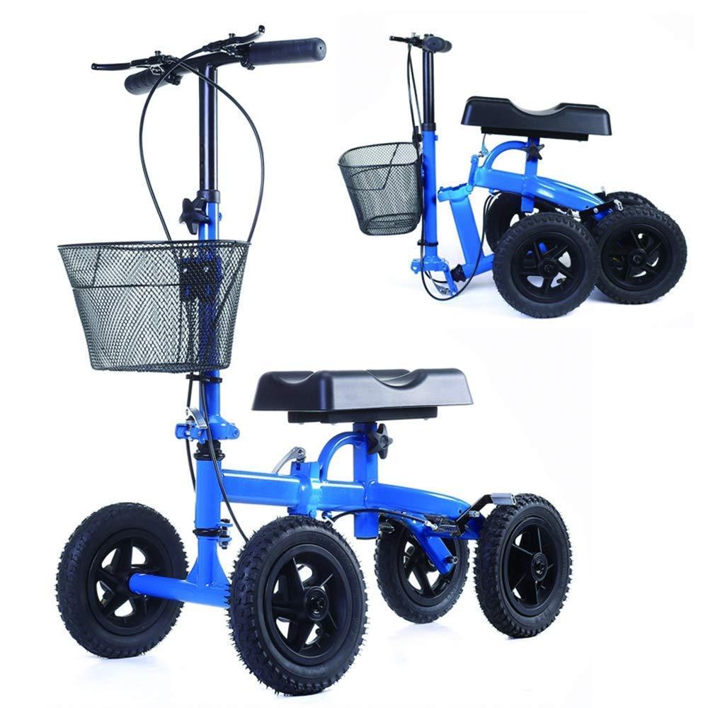FreshCart Basics Knee Walker Steerable Scooter - Walker for Broken Leg, Foot, Ankle Injuries - Crutches Alternative for Adult & Elderly - Compact & Portable Quad Roller Cart