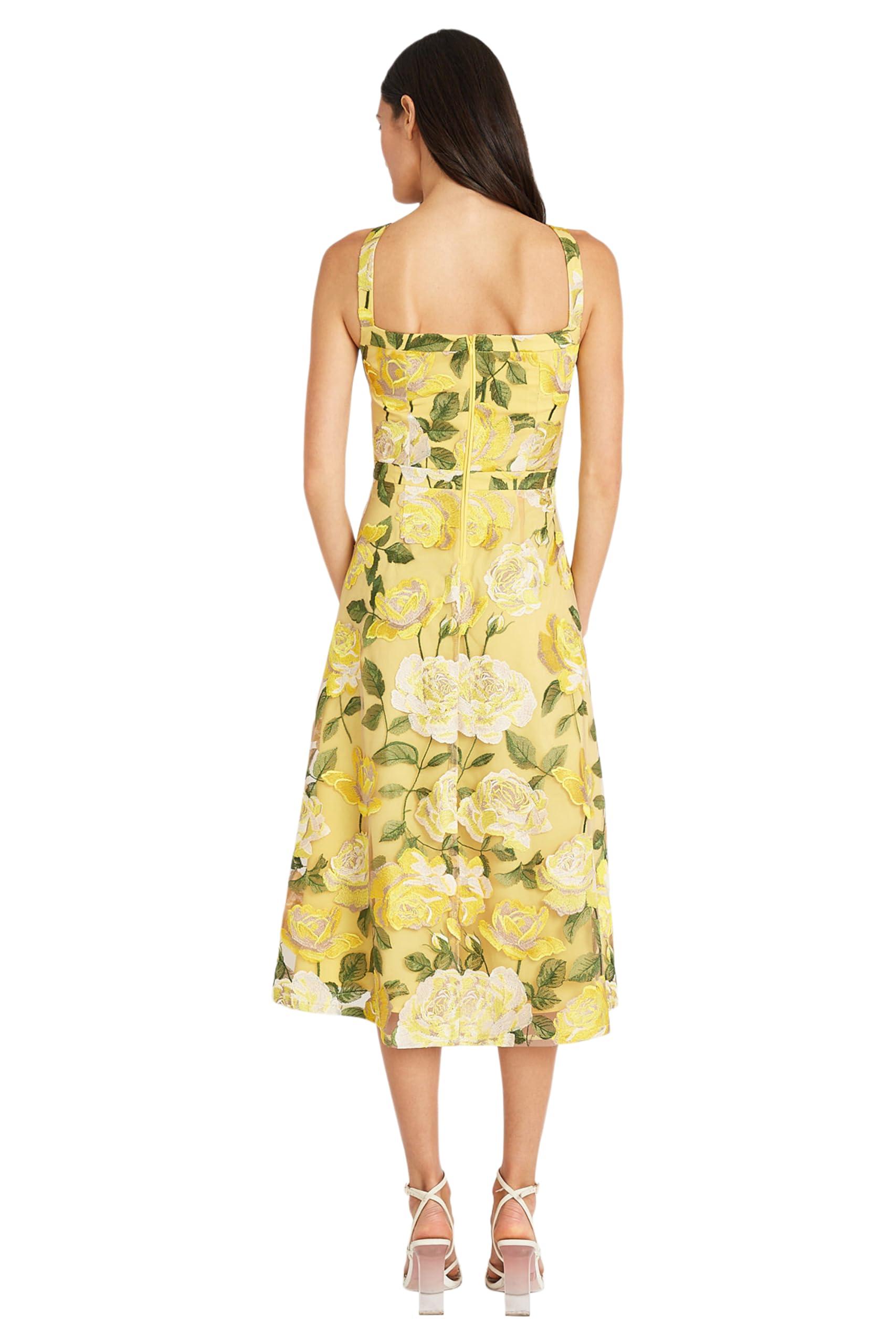 Maggy London Maggy London Women's Floral Summer Sweetheart Neckline | Pretty Garden Wedding Guest Dresses Special Occasion, Sand/Yellow, 4