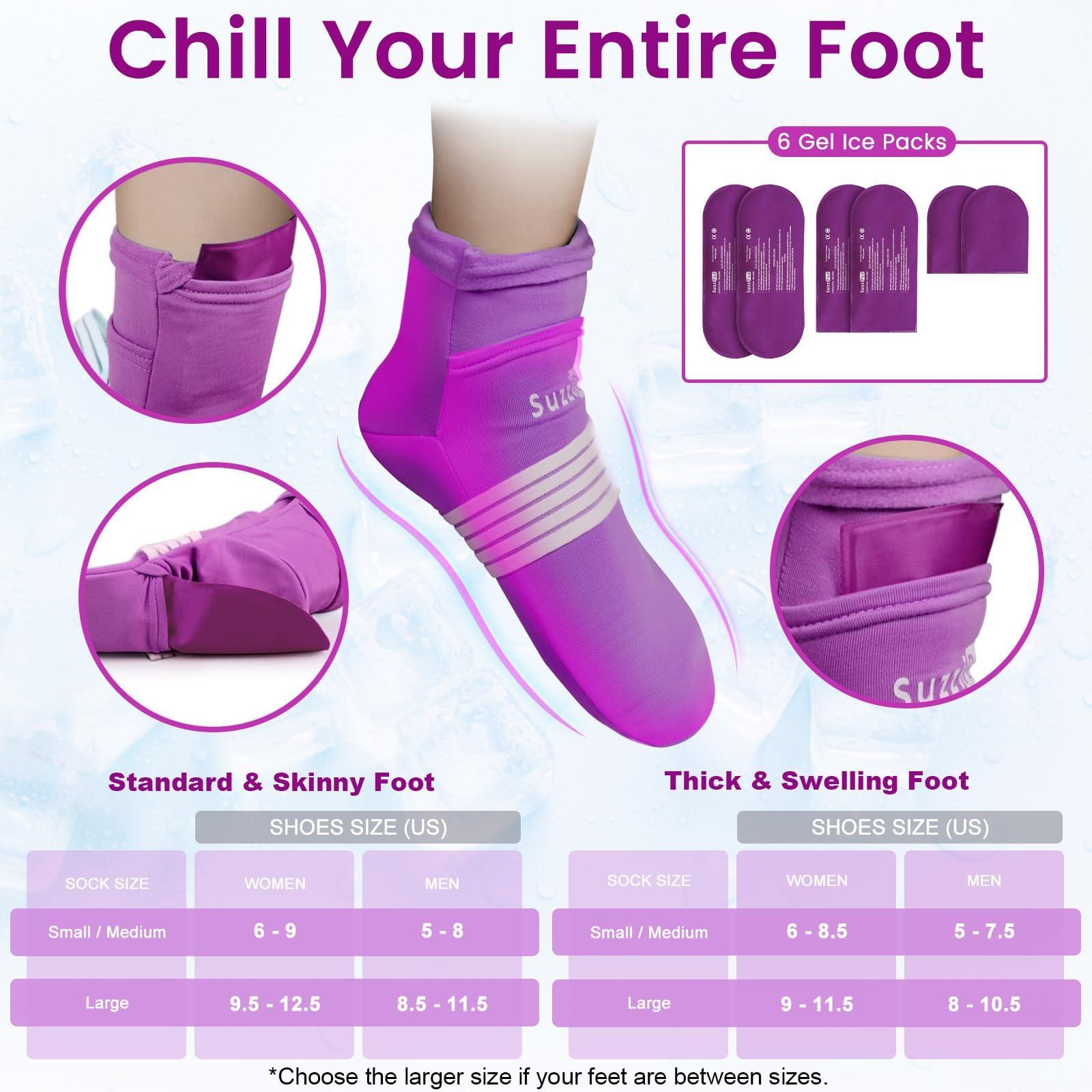 SUZZIPAD SuzziPad Foot Ice Pack Cold Socks & Cold Gloves for Chemotherapy Neuropathy, Comfort Items for Chemo Patients, Neuropathy Relief for feet, Hand Cold Therapy, Foot Cold Therapy, L, Purple