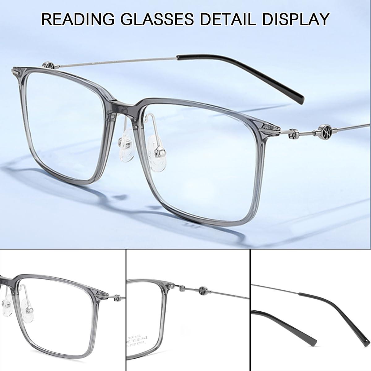FreshCart Basics Blue Light Blocking Computer Glasses for Men Women Anti Glare Fatigue Reading Glasses for Screens Games TV Phone Ebook,Gray,1.0 x