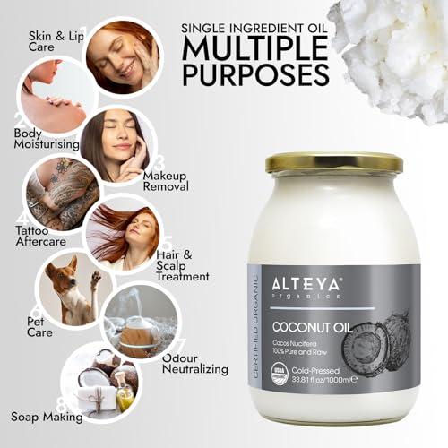 Alteya Alteya Organic Extra Virgin Coconut Oil 1000ml - 100% USDA Certified Organic Pure Natural Extra Virgin Coconut Oil (Cocos Nucifera)