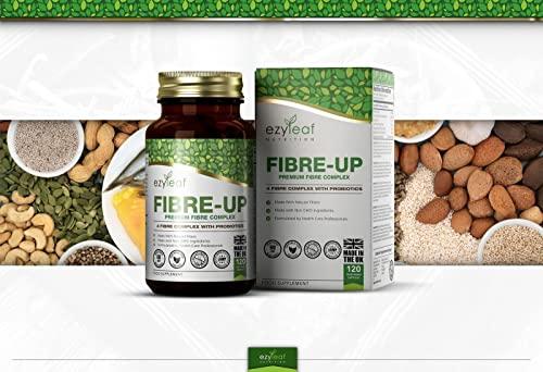 Ezyleaf Nutrition Ezyleaf Fibre-UP Glucomannan Capsules Konjac Fibre Capsules + Inulin, Psyllium Husk, Acidophilus Probiotic, Acacia Fibre Prebiotics Diet | 120 Vcaps | UK ISO Certified, Non-GMO, Vegan, Allergen Free